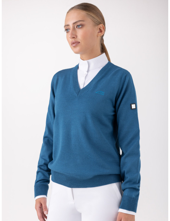 Equiline V-hals Pullover Donna Blauw kopen? - comfortabel Equiline V-hals Pullover Donna Blauw kopen? - comfortabel
