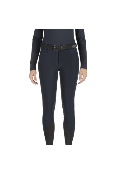 Ridershouse: Equiline Dames Rijbroek Cedar Full Grip - kleuren zwart, wit en blauw
