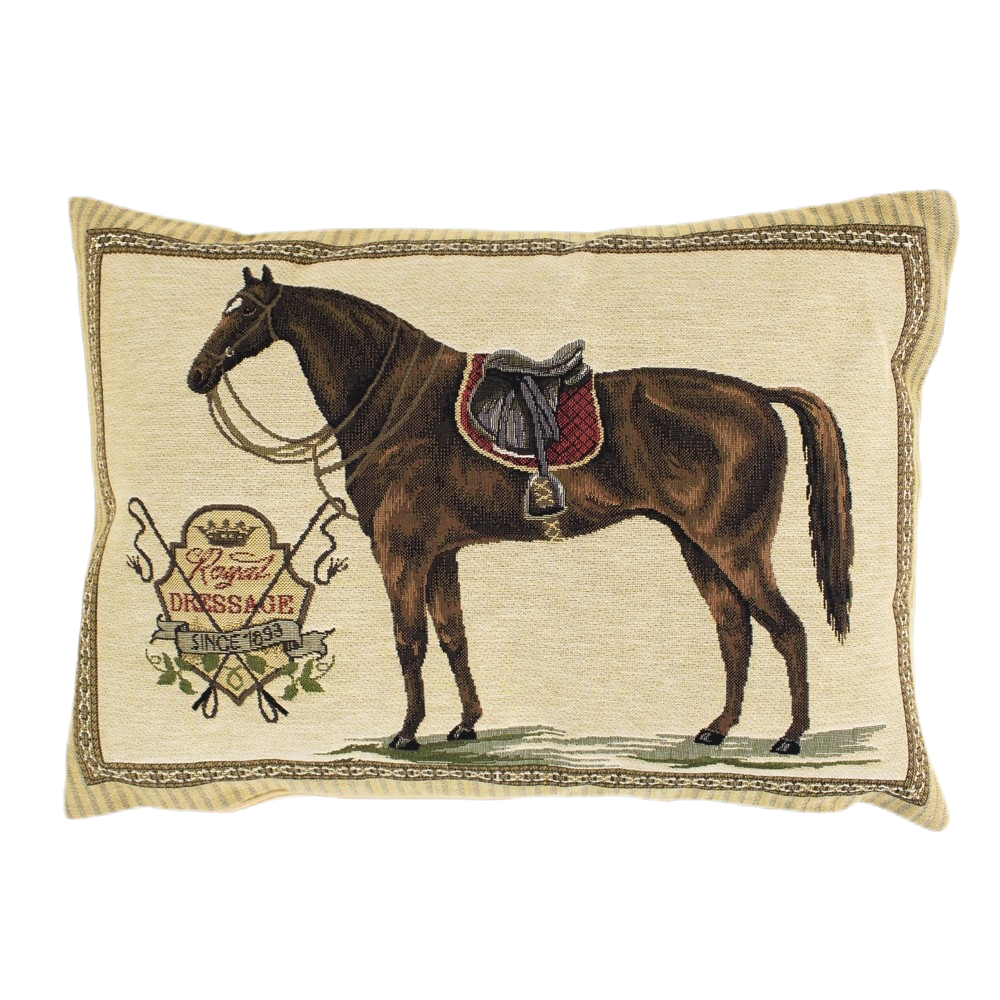 Mars & More Gobelin Cushion Saddle Horse 30*45CM with a red saddlepad Mars & More Gobelin Cushion Saddle Horse 30*45CM with a red saddlepad