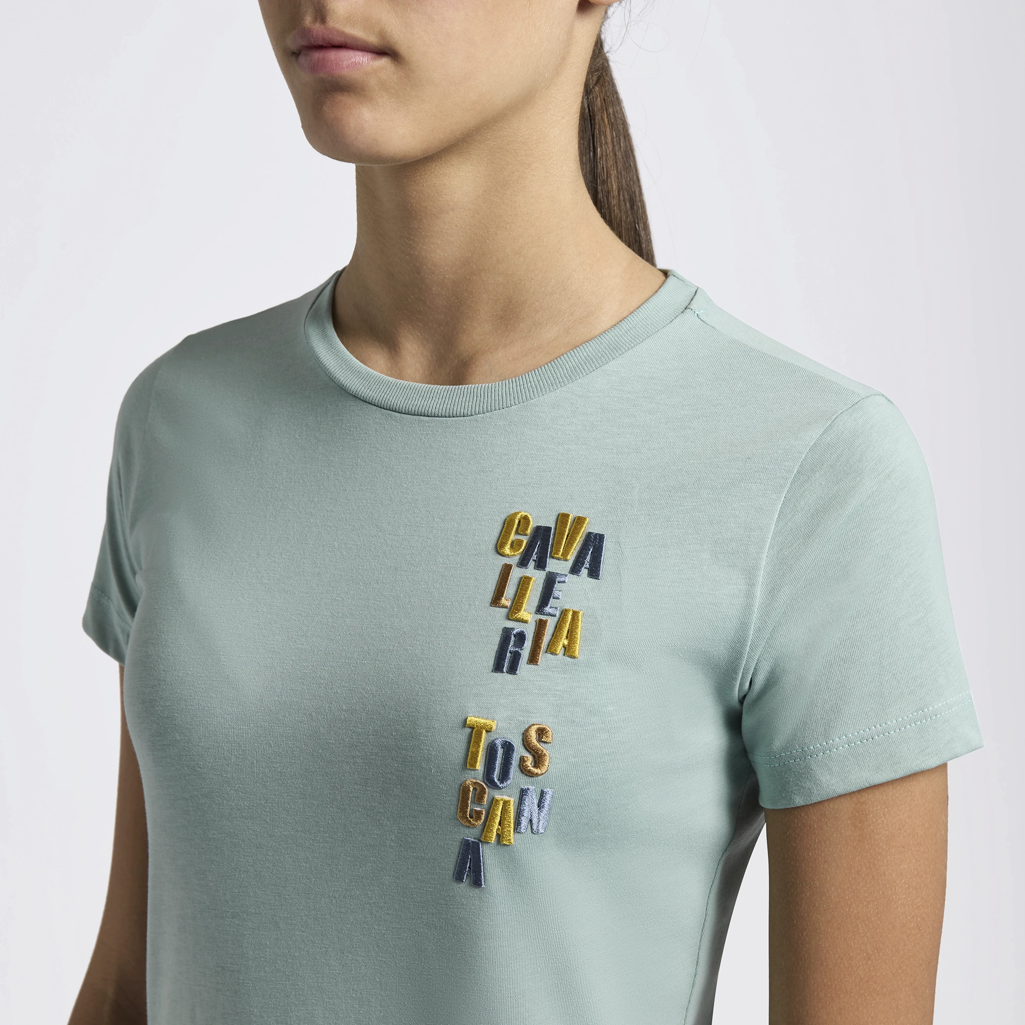 Cavalleria Toscana Meisjes T-Shirt Multicolor Embroidery - Groen Cavalleria Toscana Meisjes T-Shirt Multicolor Embroidery - Groen