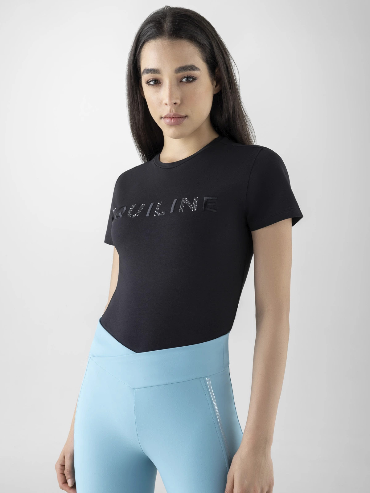 Equiline Dames T-Shirt Gelig Glamour - Zwart Equiline Dames T-Shirt Gelig Glamour - Zwart