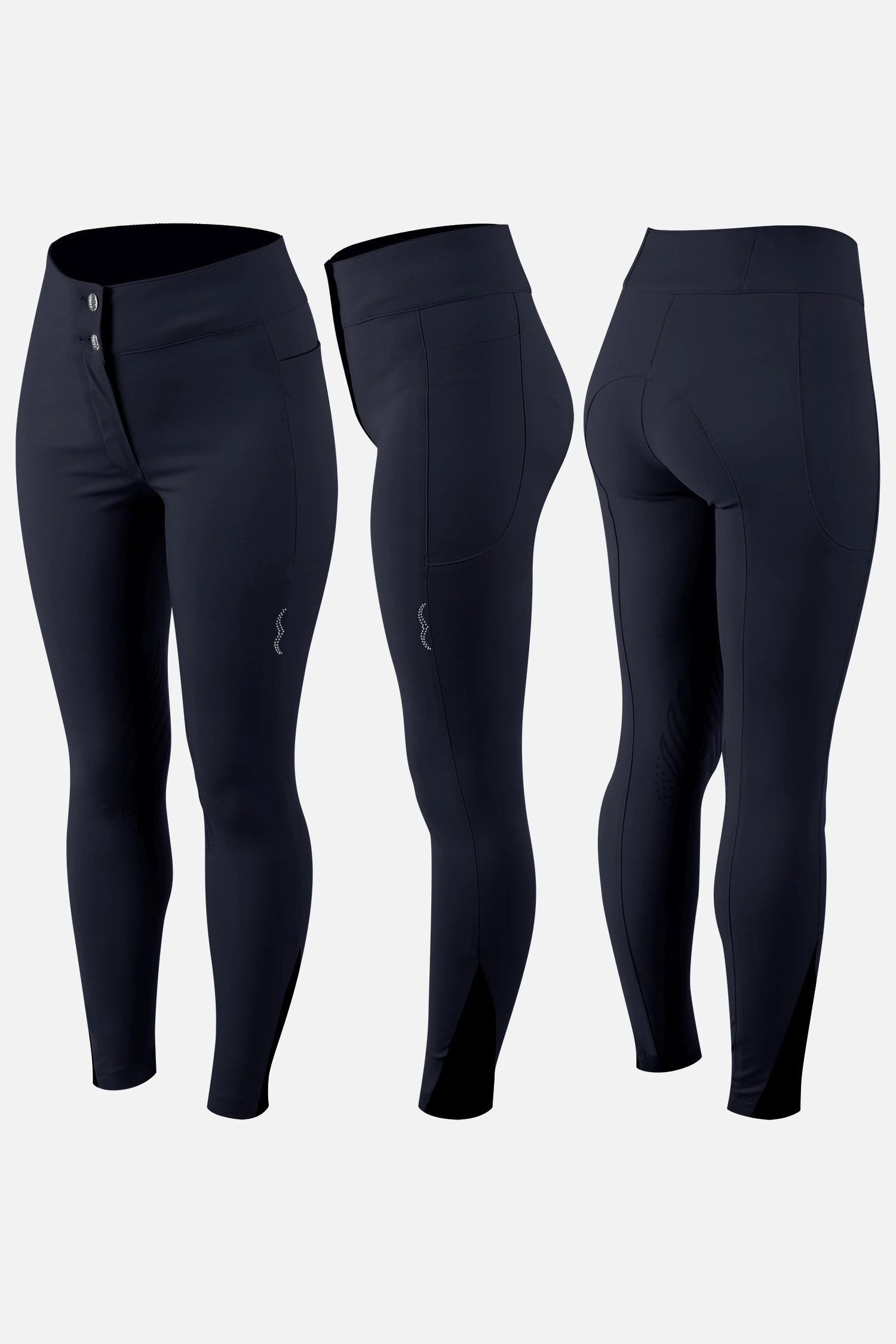 Animo Women's Riding Breeches Nedgar Knee Grip High Waist - Navy