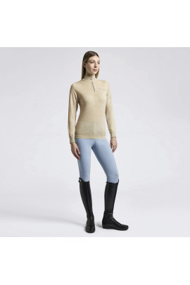 Cavalleria Toscana Women's Sweater Turtleneck Merino Half Zip - Beige