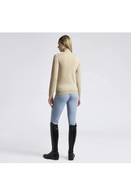 Cavalleria Toscana Dames Sweater Turtleneck Merino Half Zip - Beige