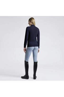 Cavalleria Toscana Women's Sweater Turtleneck Merino Half Zip - Navy