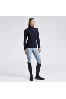 Cavalleria Toscana Women's Sweater Turtleneck Merino Half Zip - Navy