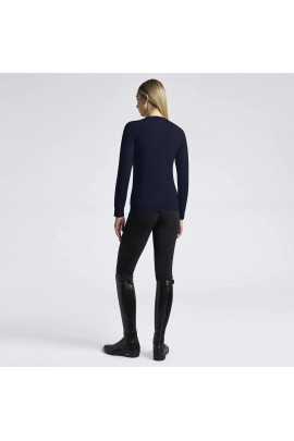 Cavalleria Toscana Women's Sweater Merino Crew Neck - Navy