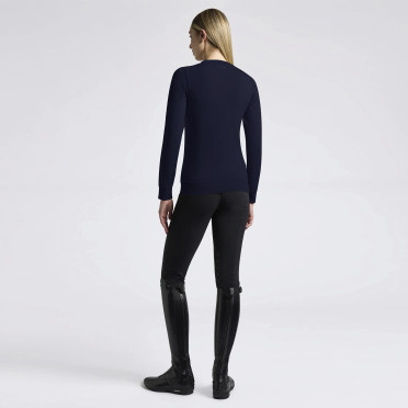 Cavalleria Toscana Women's Sweater Merino Crew Neck - Navy