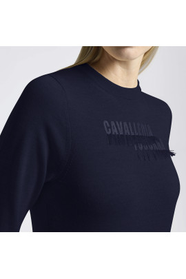 Cavalleria Toscana Women's Sweater Merino Crew Neck - Navy