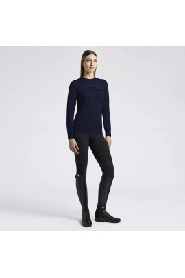 Cavalleria Toscana Women's Sweater Merino Crew Neck - Navy