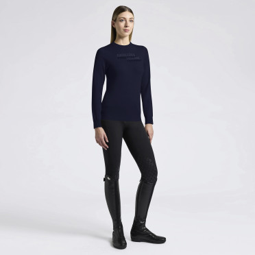 Cavalleria Toscana Women's Sweater Merino Crew Neck - Navy