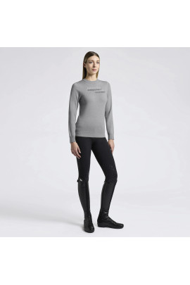 Cavalleria Toscana Dames Sweater Merino Crew Neck - Lichtgrijs