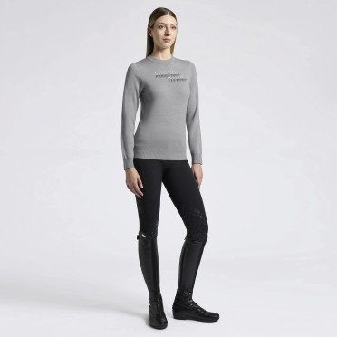 Cavalleria Toscana Dames Sweater Merino Crew Neck - Lichtgrijs