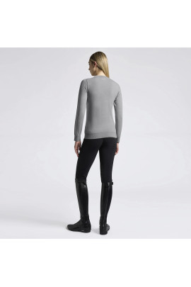 Cavalleria Toscana Dames Sweater Merino Crew Neck - Lichtgrijs