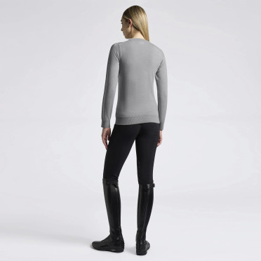 Cavalleria Toscana Dames Sweater Merino Crew Neck - Lichtgrijs