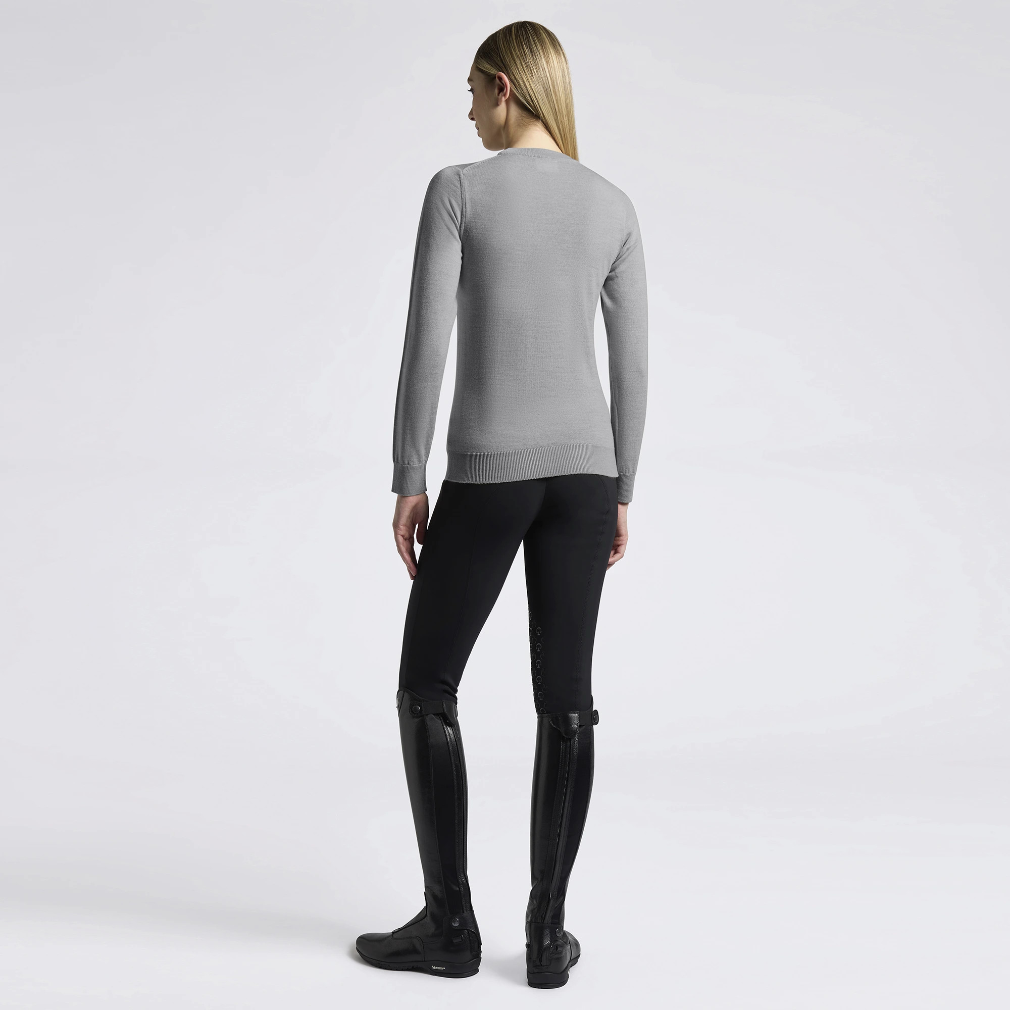 Cavalleria Toscana Dames Sweater Merino Crew Neck - Lichtgrijs
