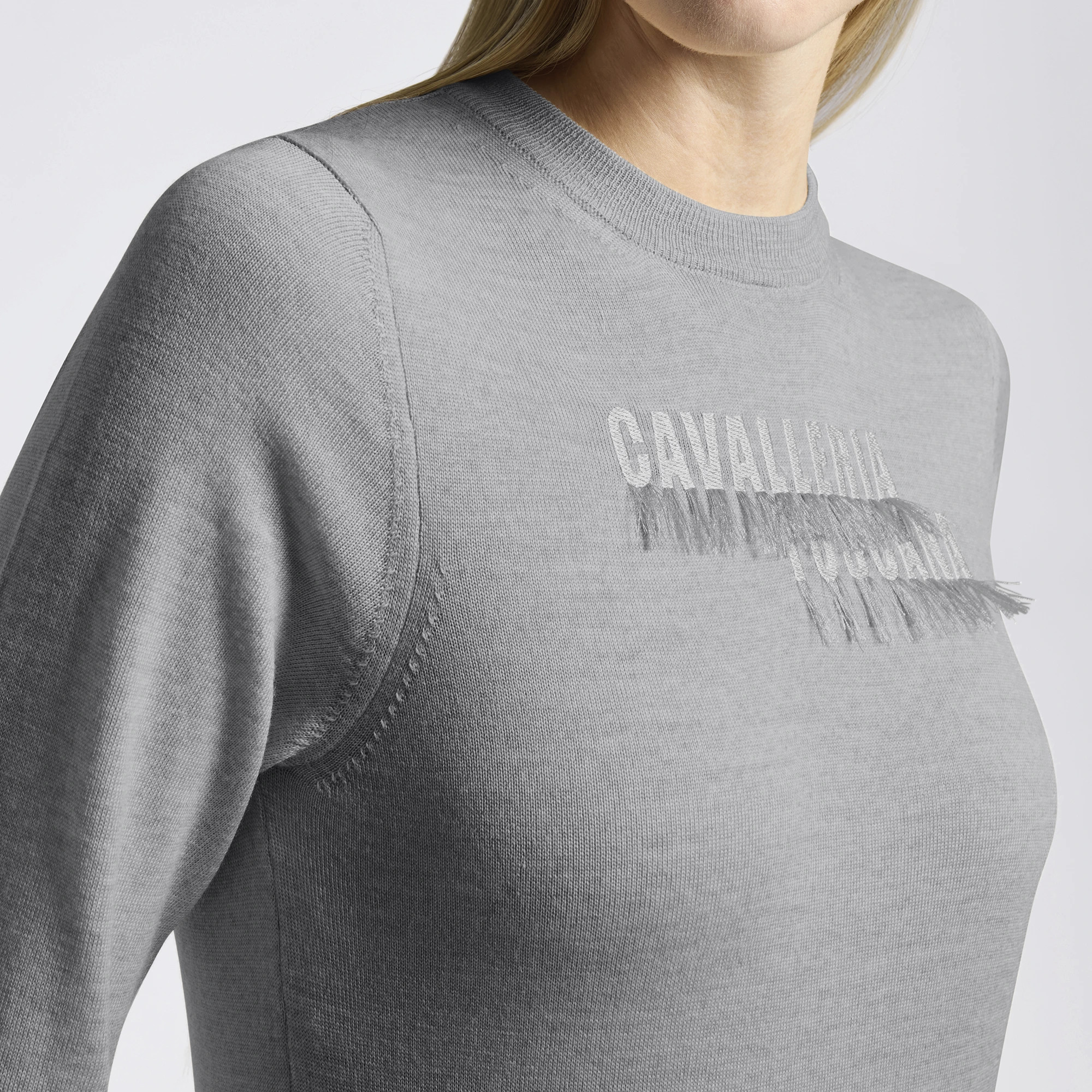 Cavalleria Toscana Dames Sweater Merino Crew Neck - Lichtgrijs