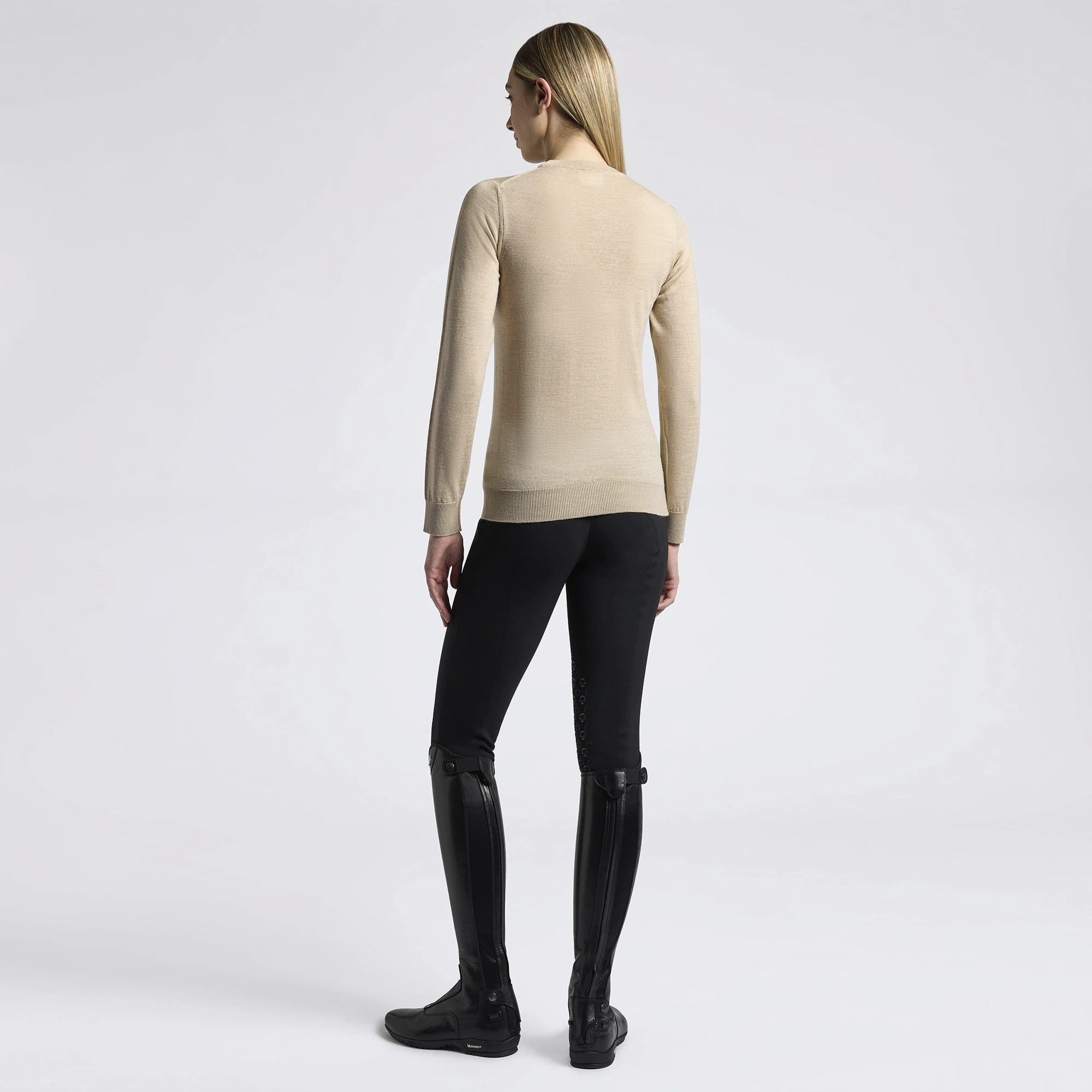Cavalleria Toscana Dames Sweater Merino Crew Neck - Beige