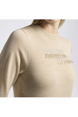 Cavalleria Toscana Dames Sweater Merino Crew Neck - Beige