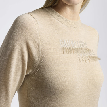 Cavalleria Toscana Dames Sweater Merino Crew Neck - Beige