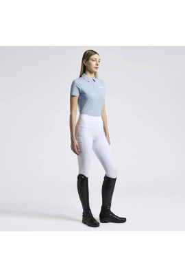 Cavalleria Toscana Dames Poloshirt Jersey Tufted Logo - Lichtblauw