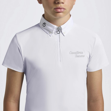 Cavalleria Toscana Jongens Wedstrijdshirt Jersey Zip - Wit