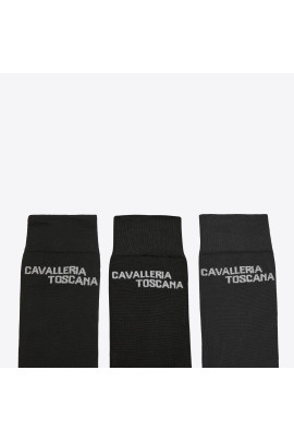 - Cavalleria Toscana Unisex Sokken Jacquard Logo 3-Pack - Zwart