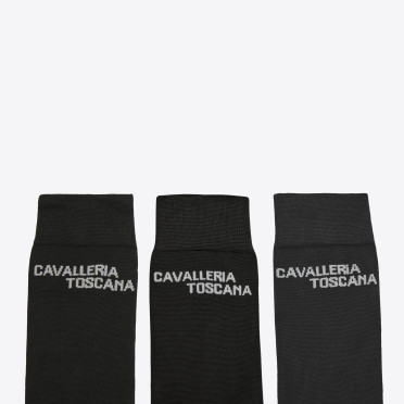 - Cavalleria Toscana Unisex Sokken Jacquard Logo 3-Pack - Zwart