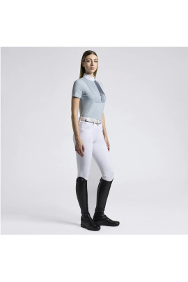 Cavalleria Toscana Women's Competition Shirt Pleated Bib Jersey S/S - Light Blue