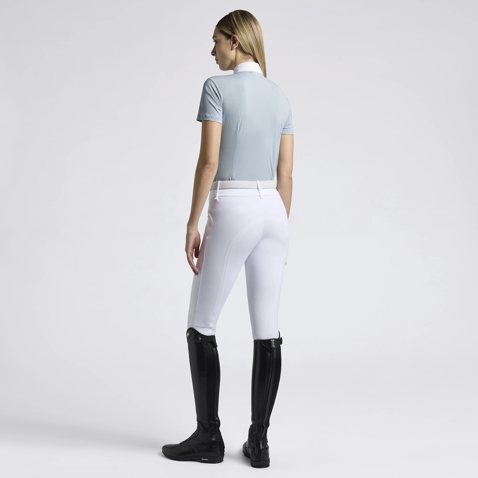 Cavalleria Toscana Dames Wedstrijdshirt Pleated Bib Jersey S/S - Lichtblauw