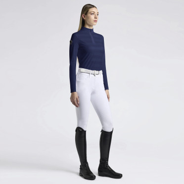Cavalleria Toscana Dames Trainingsshirt Perforated Jersey L/S - Donkerblauw