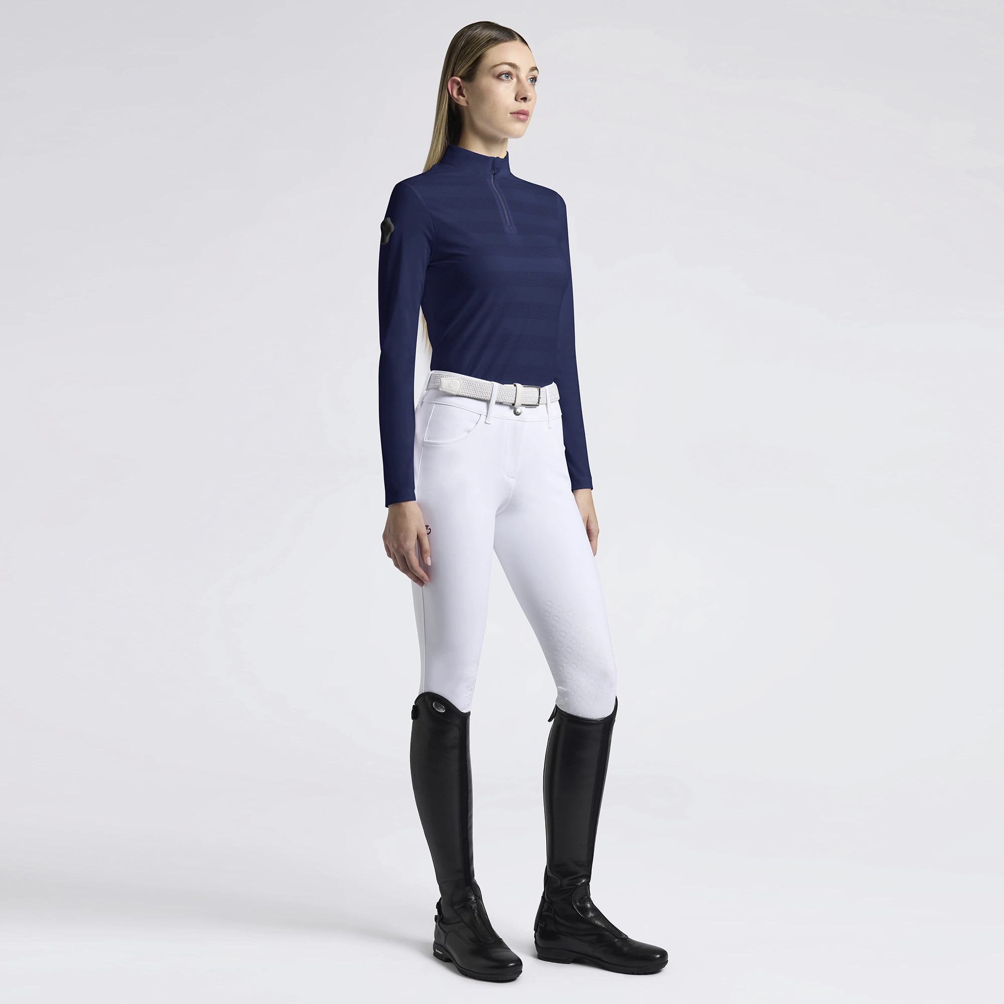 Cavalleria Toscana Women's Training Shirt Perforated Jersey L/S - Dark Blue