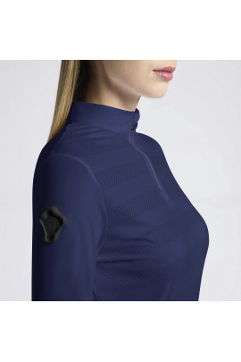 Cavalleria Toscana Dames Trainingsshirt Perforated Jersey L/S - Donkerblauw