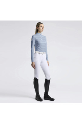 Cavalleria Toscana Dames Trainingsshirt Perforated Jersey L/S - Lichtblauw