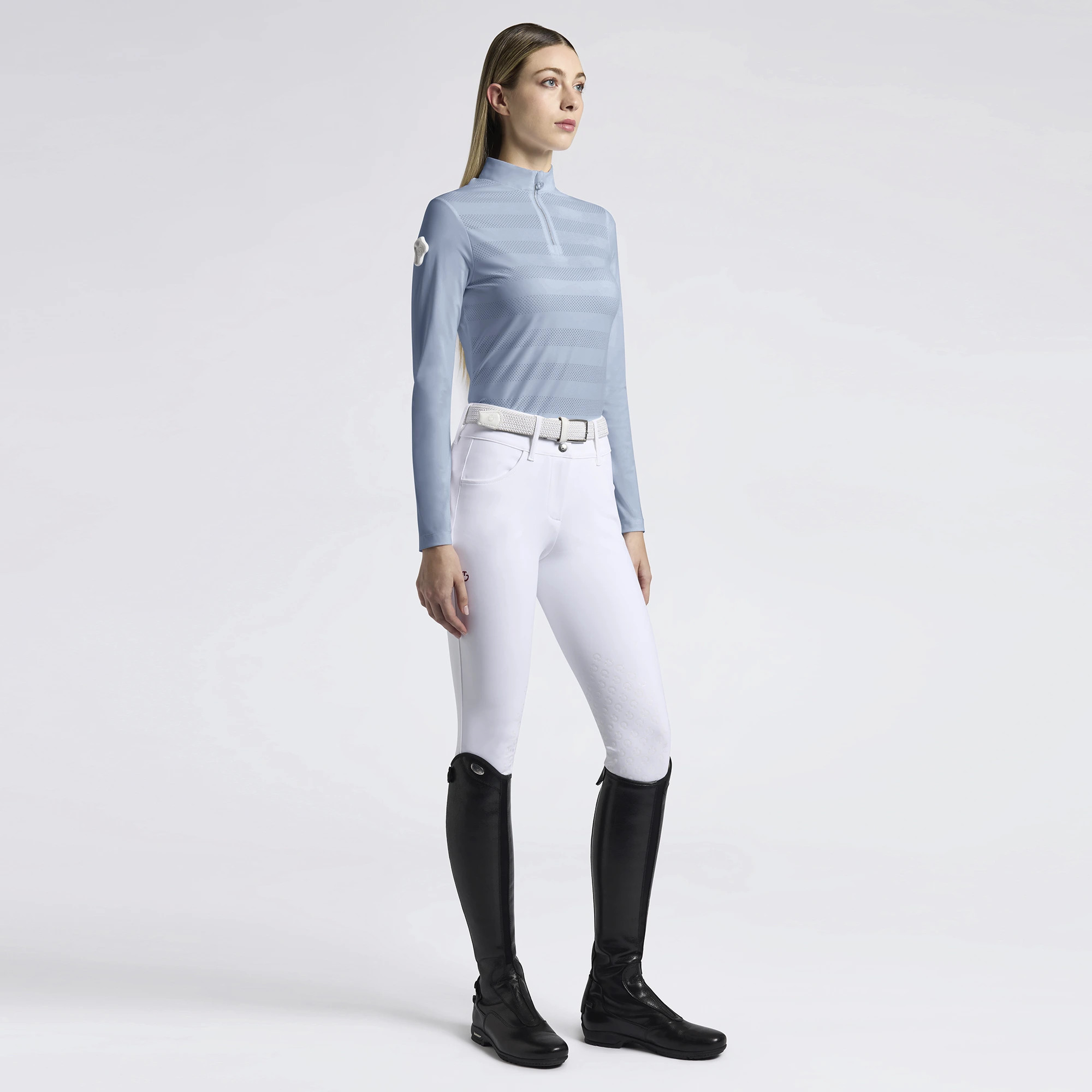 Cavalleria Toscana Women's Training Shirt Perforated Jersey L/S - Light Blue