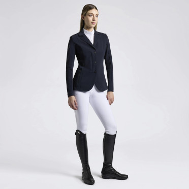 Cavalleria Toscana Dames Wedstrijdjasje Revo Perforated Light Tech Knit Zip - Navy
