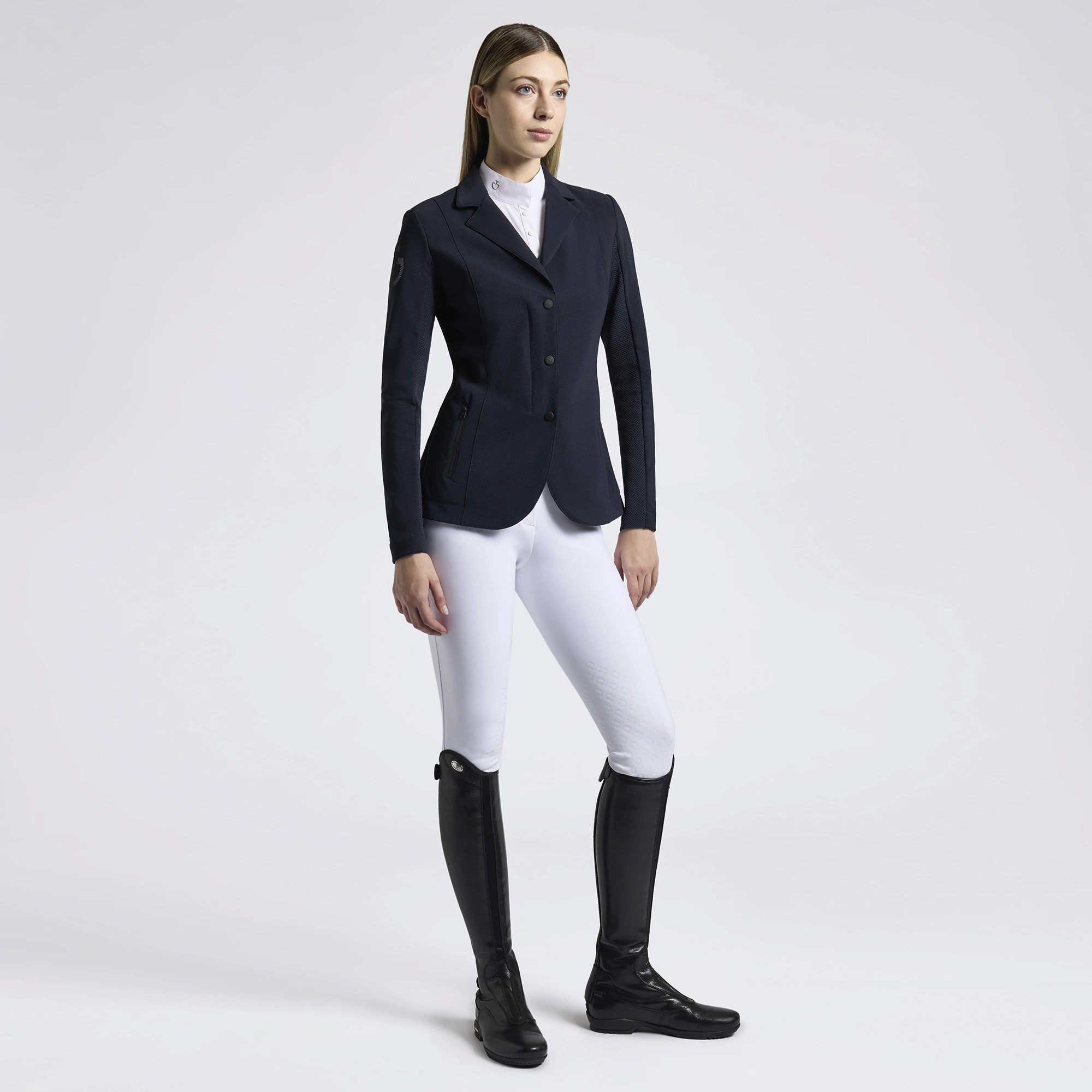 Cavalleria Toscana Women's Competition Jacket Revo Perforated Light Tech Knit Zip - Navy