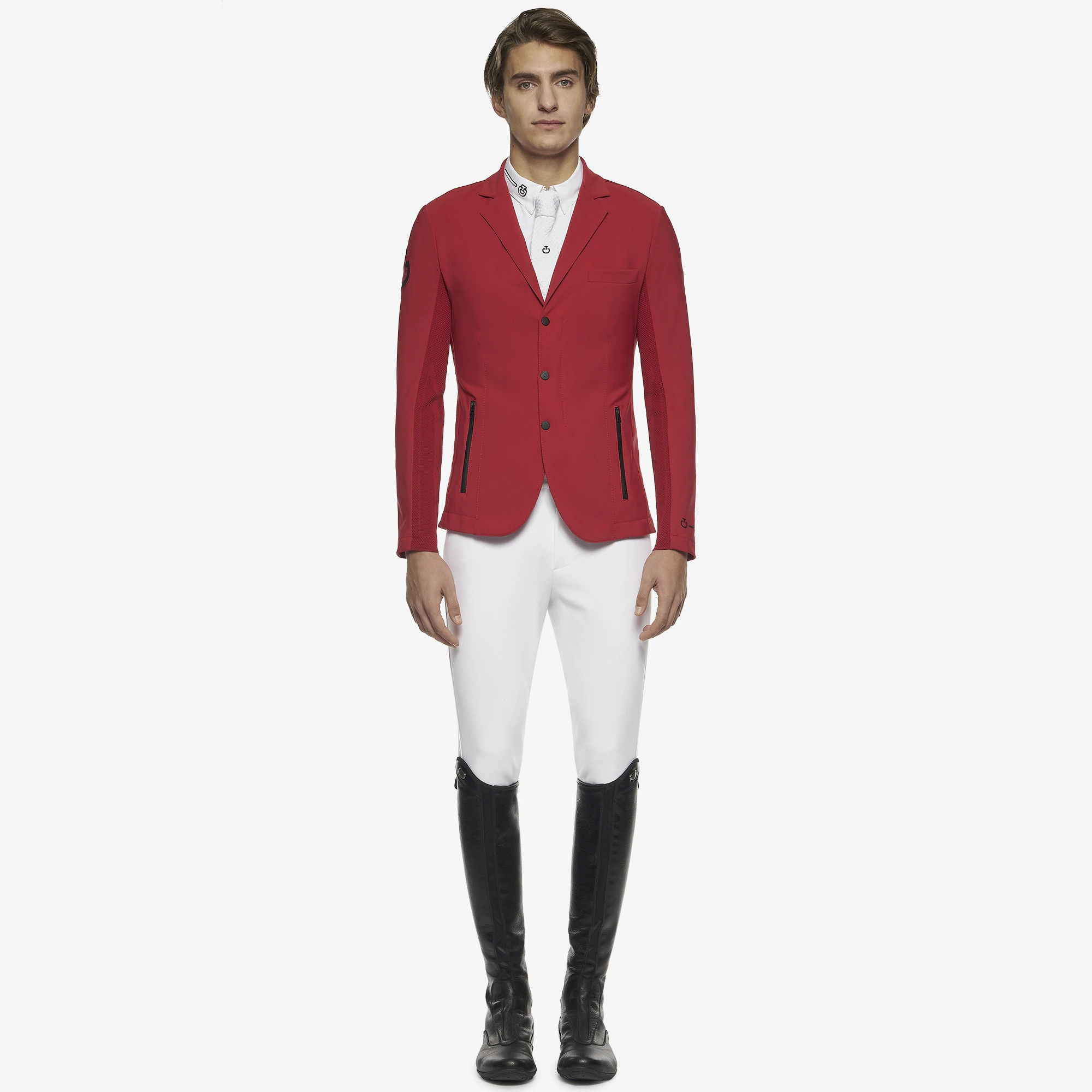 Cavalleria Toscana Mannen Wedstrijdjasje R-EVO Light Tech Knit Zip - Rood