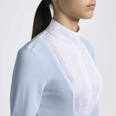 Cavalleria Toscana Meisjes Wedstrijdshirt Jersey Bib L/S - Lichtblauw