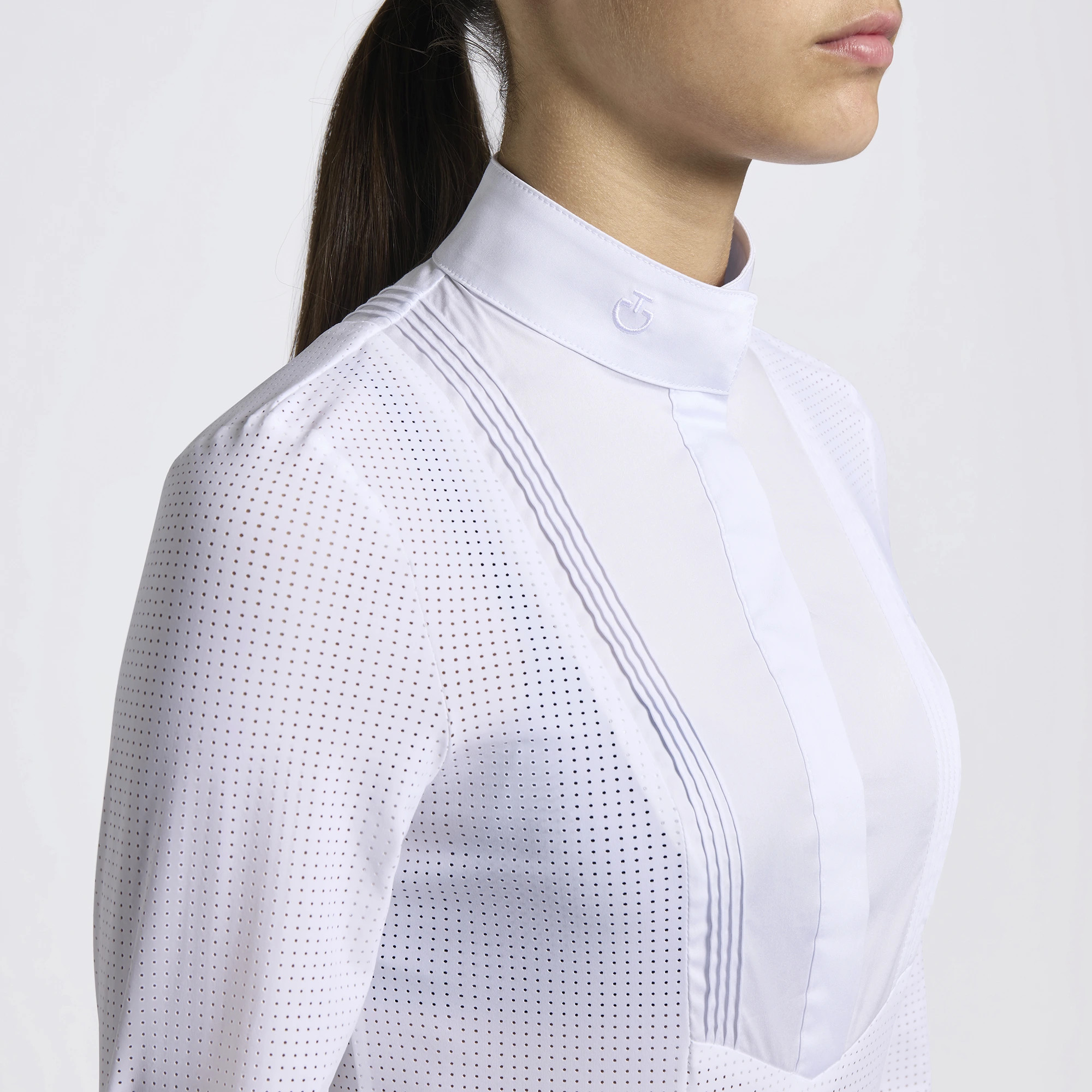 Cavalleria Meisjes Wedstrijdshirt Jersey Bib L/S - Wit