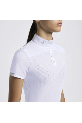 Cavalleria Toscana Girls Competition Shirt Perforated Jersey Inserts S/S - White