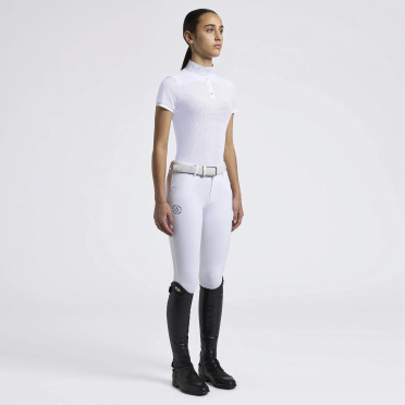 Cavalleria Toscana Meisjes Wedstrijdshirt Perforated Jersey Inserts S/S - Wit