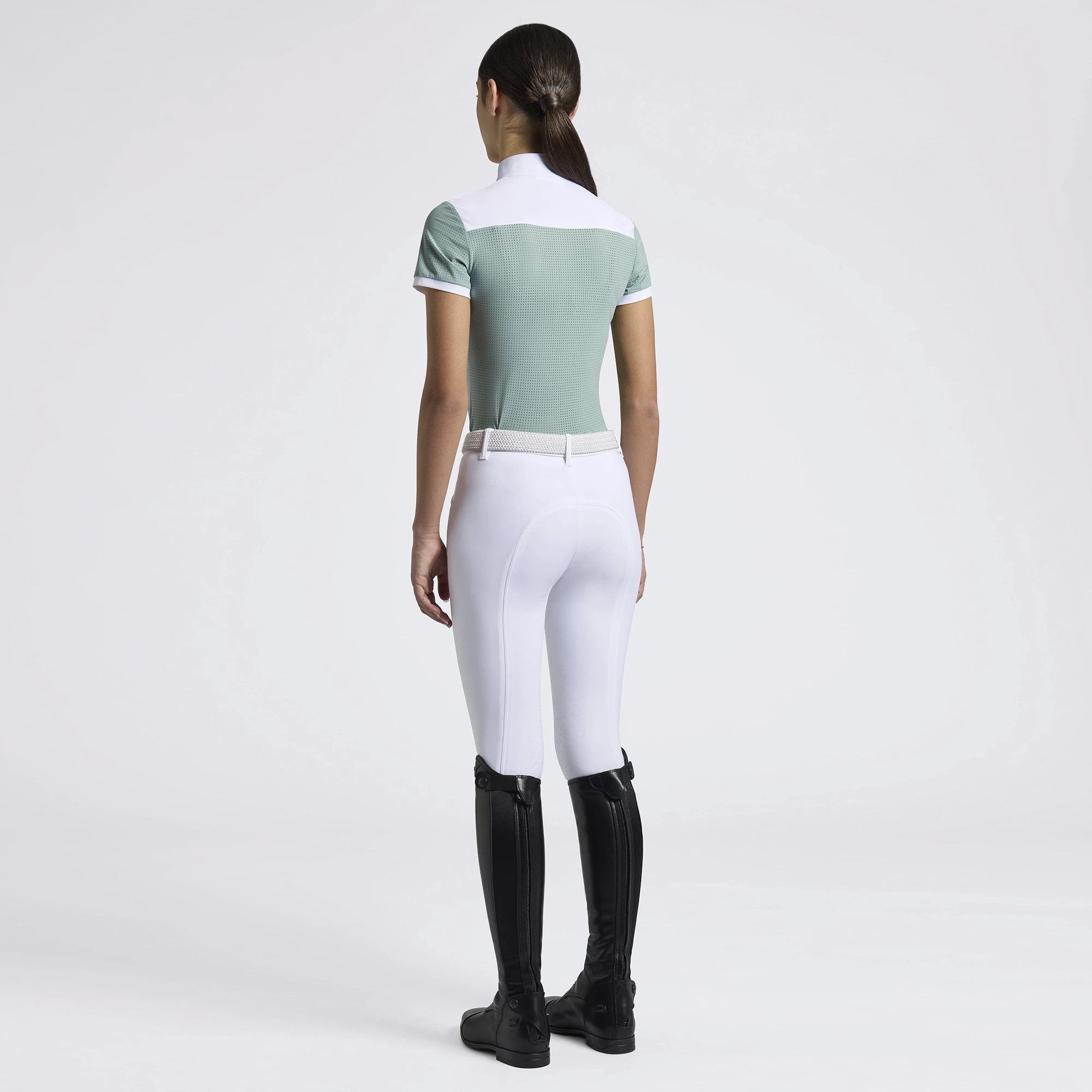 Cavalleria Toscana Meisjes Wedstrijdshirt Perforated Jersey Inserts S/S - Mint