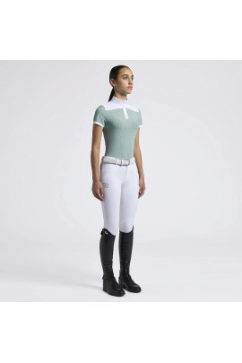 Cavalleria Toscana Girls Competition Shirt Perforated Jersey Inserts S/S - Mint