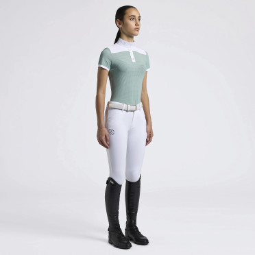 Cavalleria Toscana Girls Competition Shirt Perforated Jersey Inserts S/S - Mint