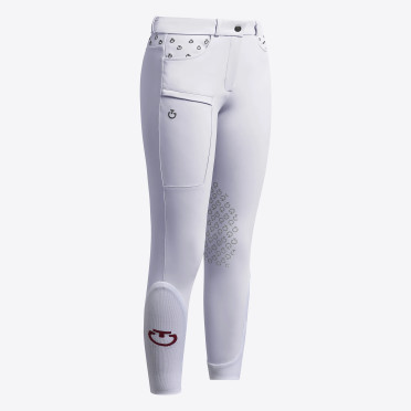 Cavalleria Toscana Meisjes Rijbroek Embroidery Knie Grip - Wit
