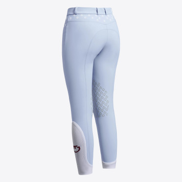 Cavalleria Toscana Girls Riding Breeches Embroidery Knee Grip - Light Blue