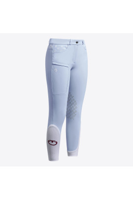 Cavalleria Toscana Meisjes Rijbroek Embroidery Knie Grip - Lichtblauw