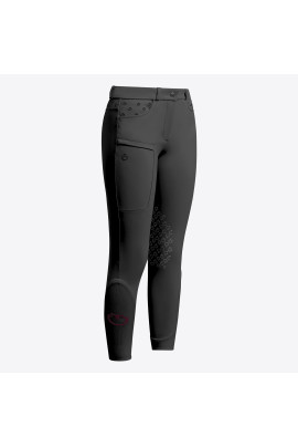 Cavalleria Toscana Girls Riding Breeches Embroidery Knee Grip - Black