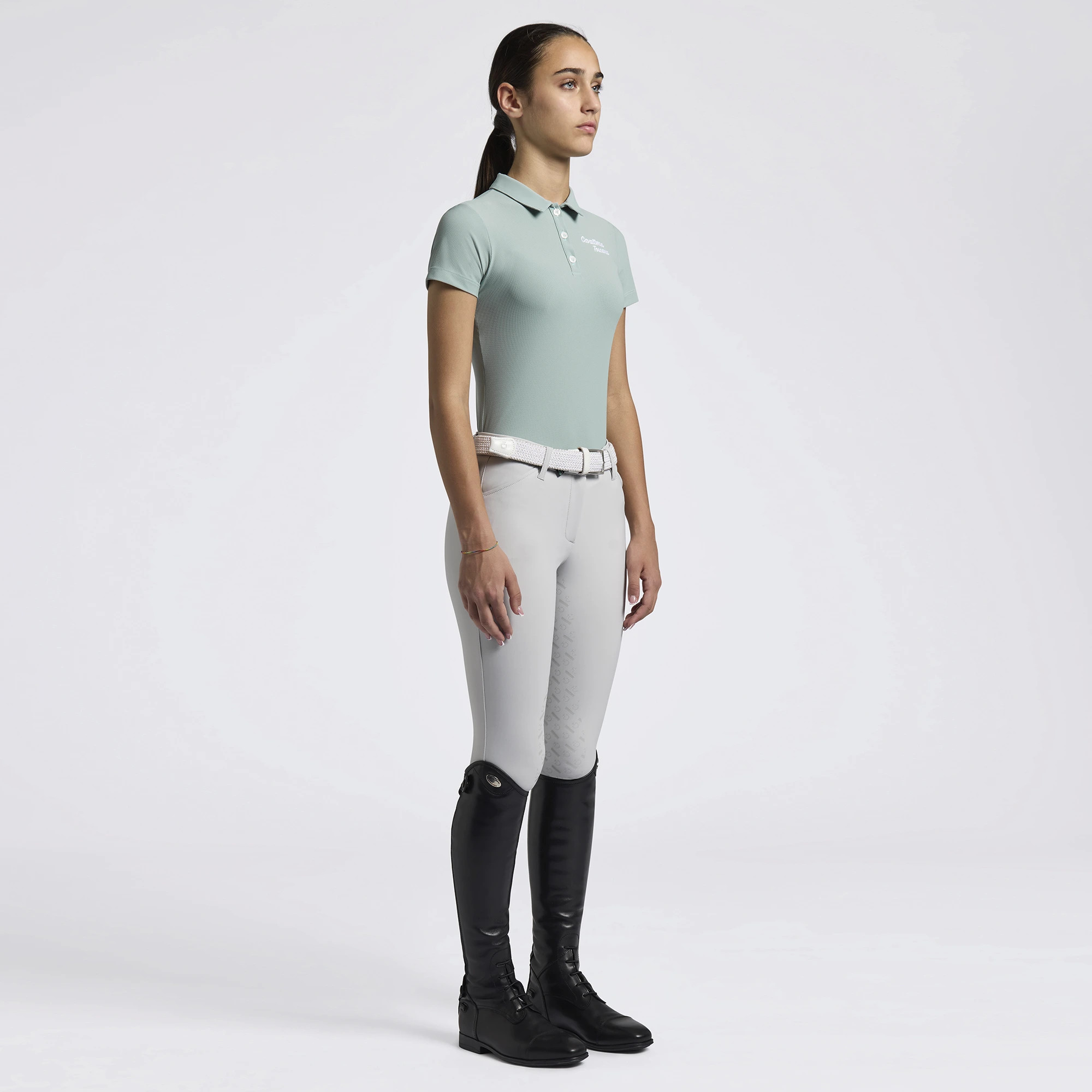 Cavalleria Toscana Meisjes Poloshirt Jersey Embroidered Script Logo - Mint